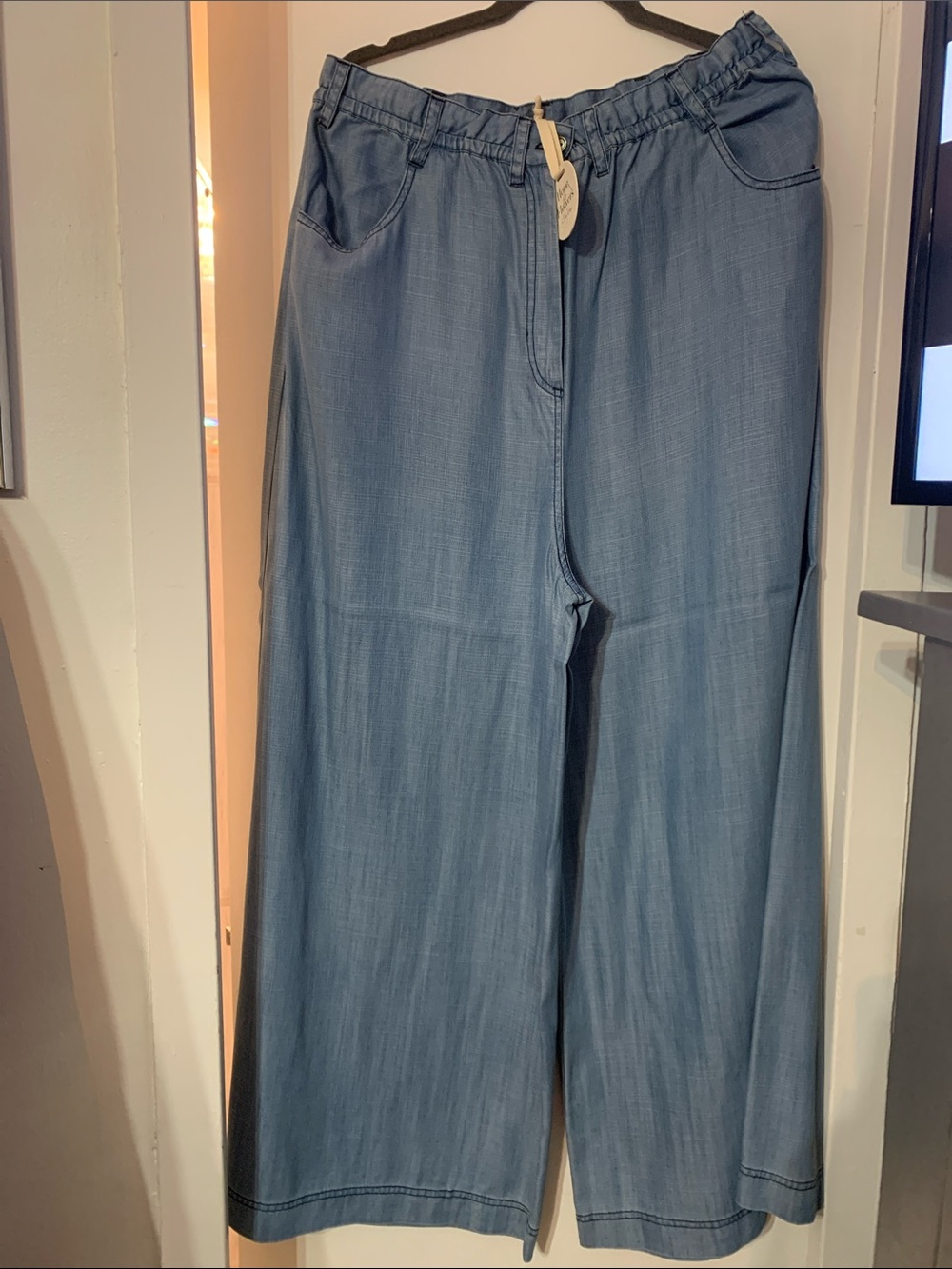 Tracy Reese Pale Blue High-Rise Elastic Waist Jeans